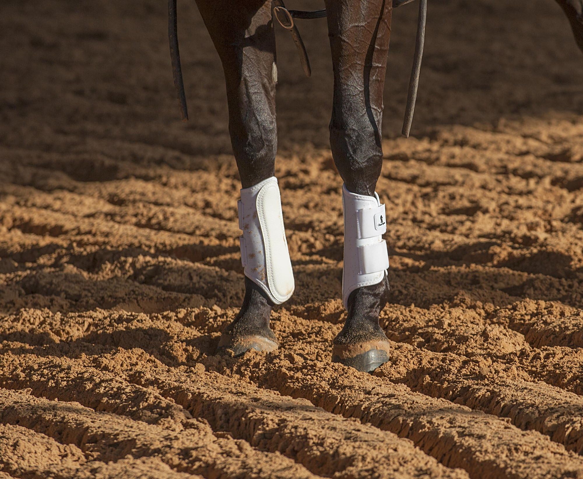 Classic Equine AirWave splint boot front white leather pad with shock-absorbing lining