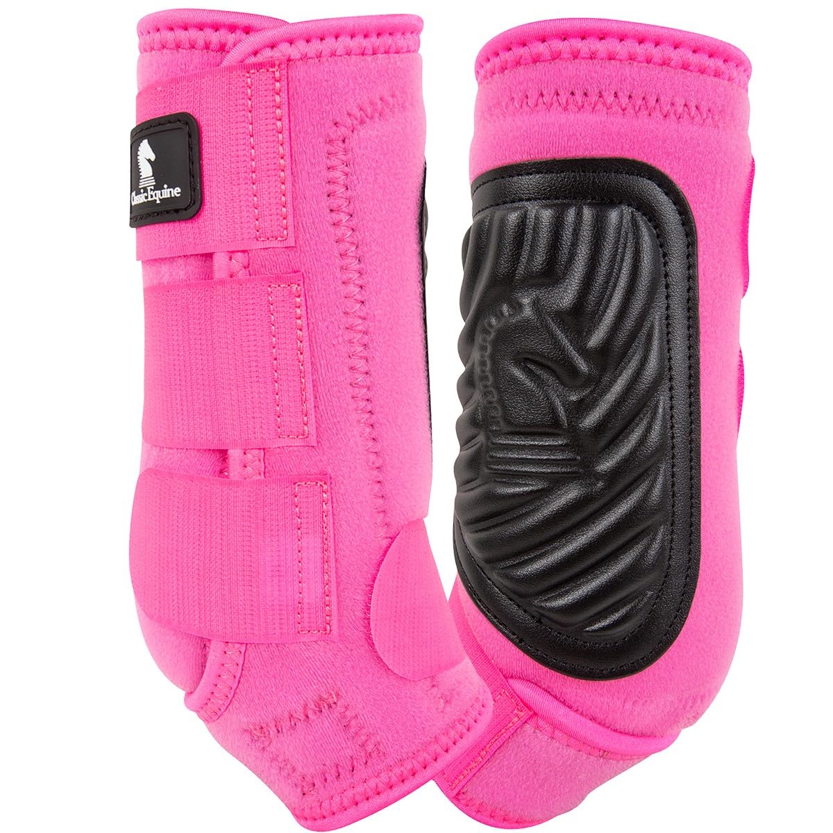 Classic Equine Classic Fit Front Boots hotpink small, full view offering stabilizing leg support.