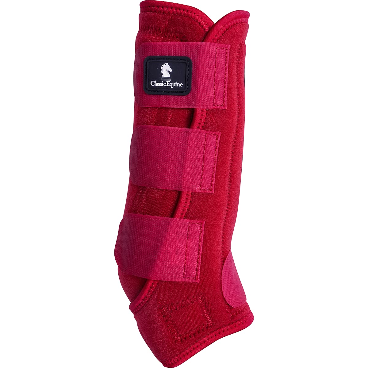 Classic Equine ClassicFit Rear Boot Crimson strap close-up with bound edge protection