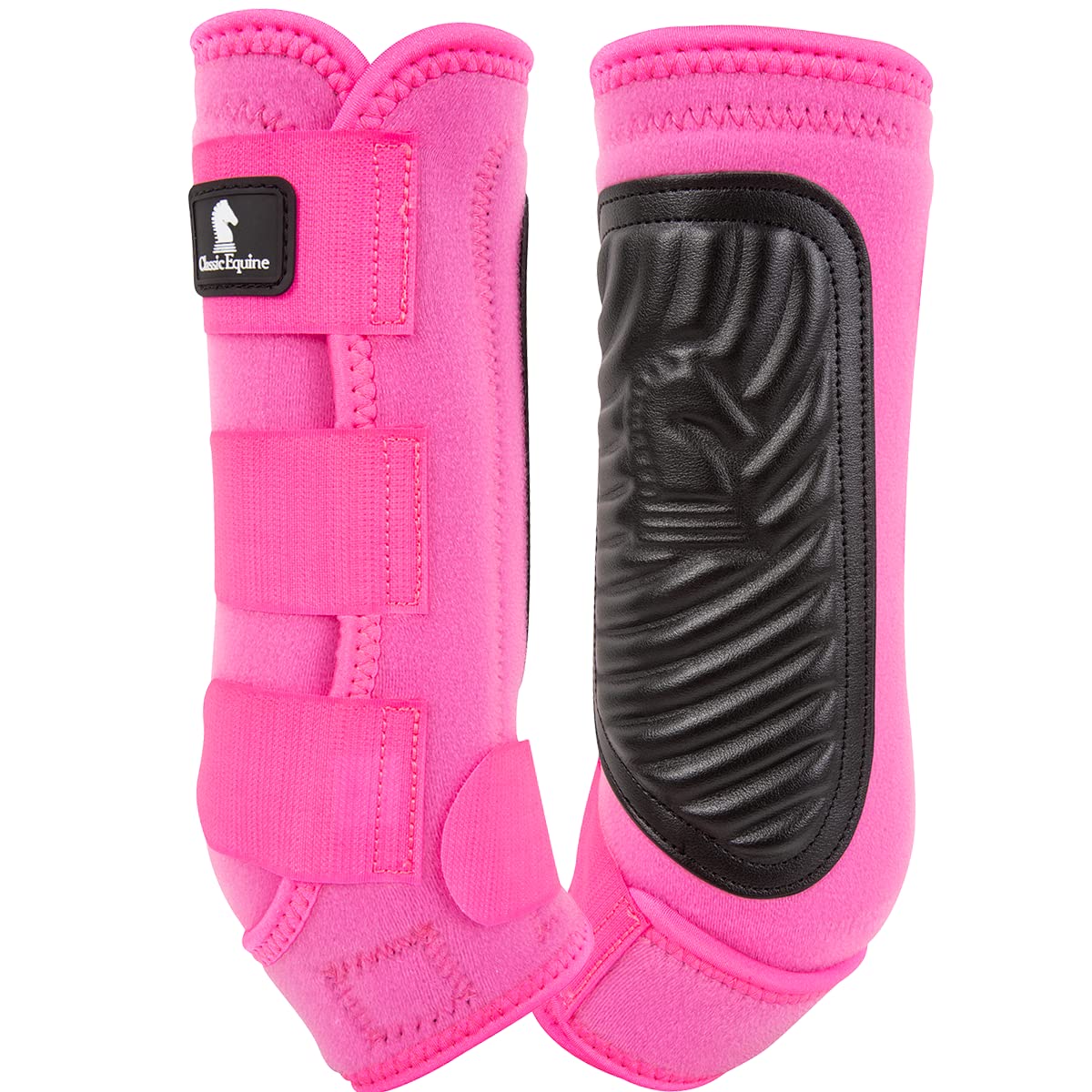 Classic Equine ClassicFit rear boot hotpink left-side provides secure hind leg support during training.
