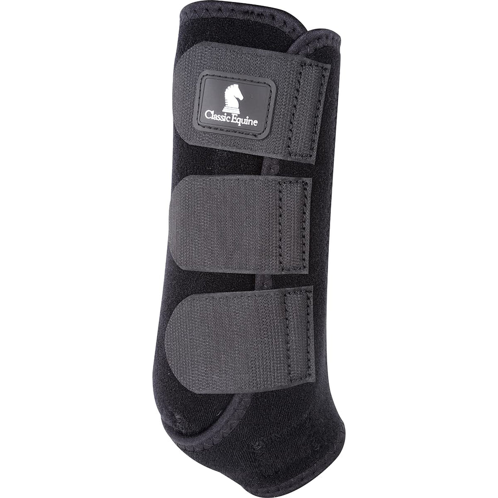 Classic Equine ClassicFit sling boot front view for black small shows secure fit and splint protection