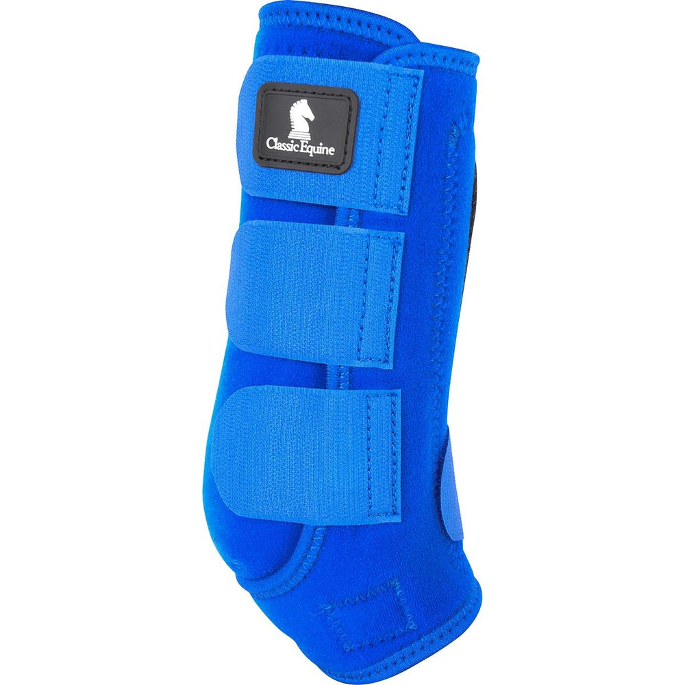 Classic Equine ClassicFit sling boot side view in blue showing ergonomic fit and dirt resistance.