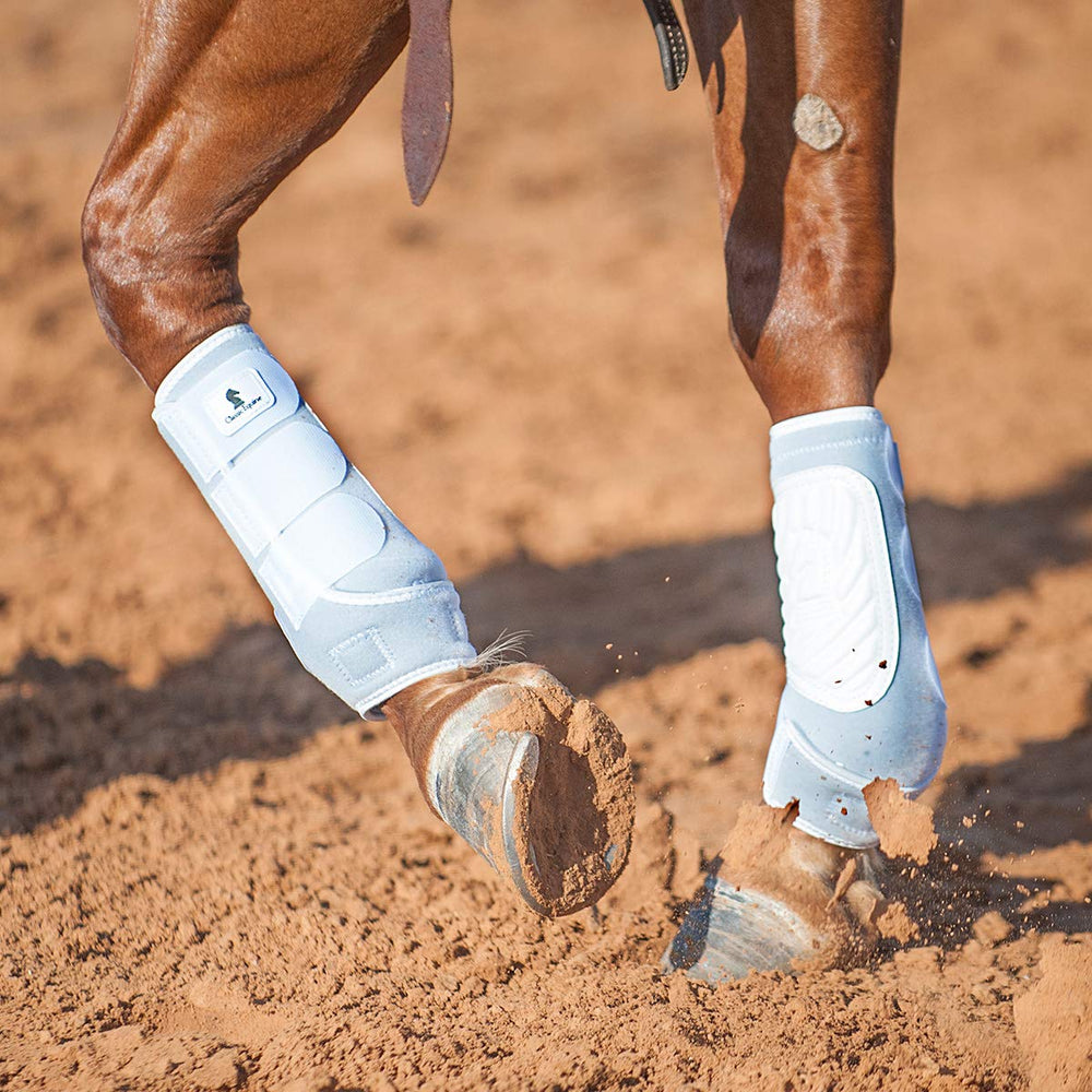 Classic Equine ClassicFit sling boot on horse in turnout illustrating secure ergonomic fit