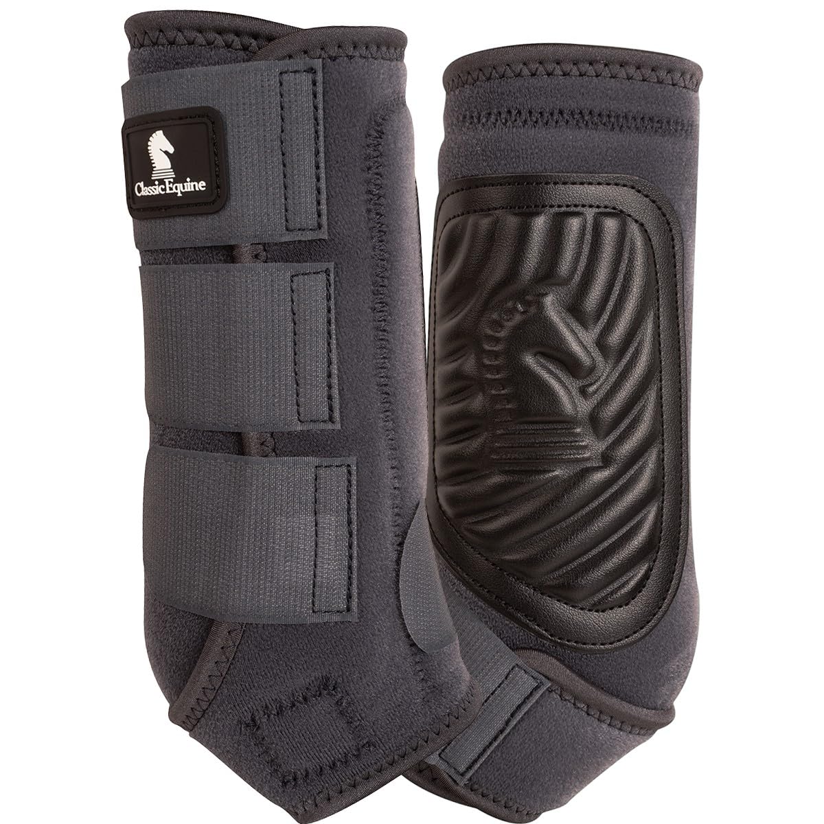 Classic Equine ClassicFit Sling Boots front view in charcoal for enhanced leg protection.