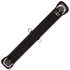 Classic Equine Feather Flex Straight Cinch in black 30 front view showing anti-chafe neoprene for comfortable saddling.