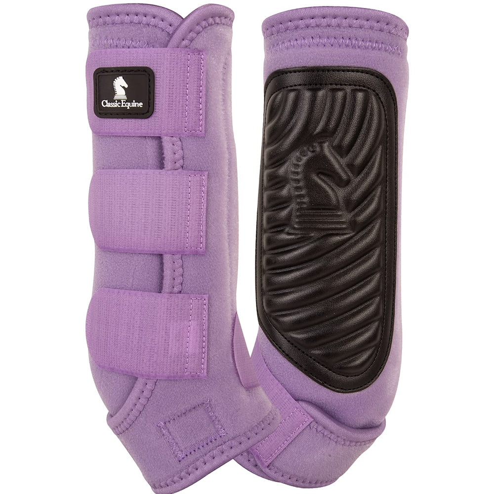Classic Equine Fit Lavender hind splint boots side view provide hind-leg protection during training