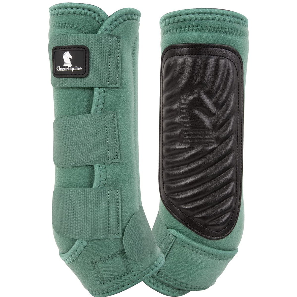 Classic Equine Fit Spruce hind splint boot outer view demonstrates durable protection.