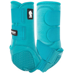 Classic Equine Flexion front boot in aqua, large size, delivers fetlock support during speed events