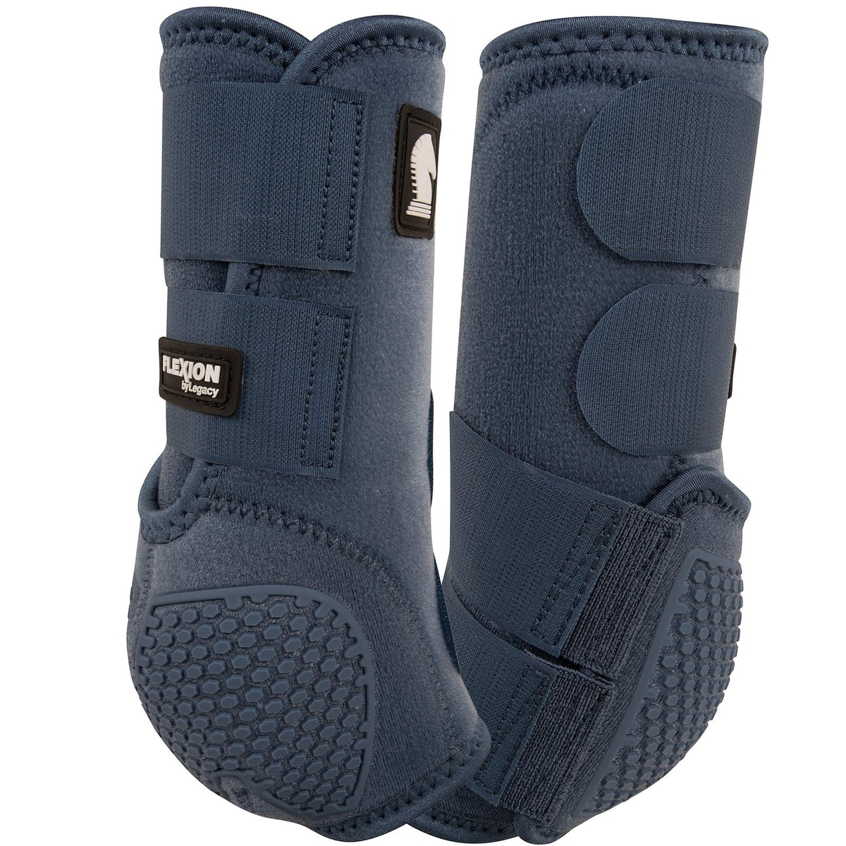 Classic Equine Flexion Front boot in dark denim offers secure fetlock support for high-speed events.