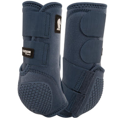 Classic Equine Flexion Front boot in dark denim offers secure fetlock support for high-speed events.