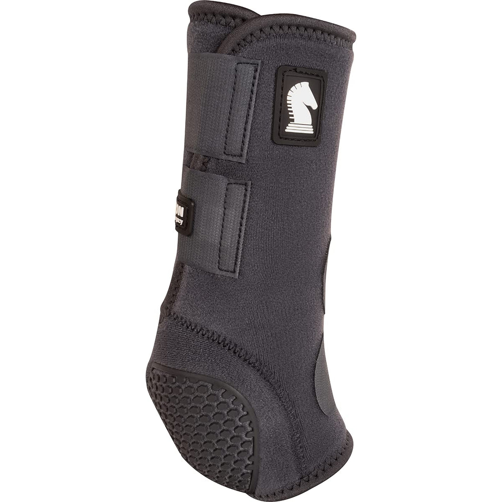 Classic Equine Flexion Hind Boots gray strap-closure emphasizing secure grip and long-lasting durability