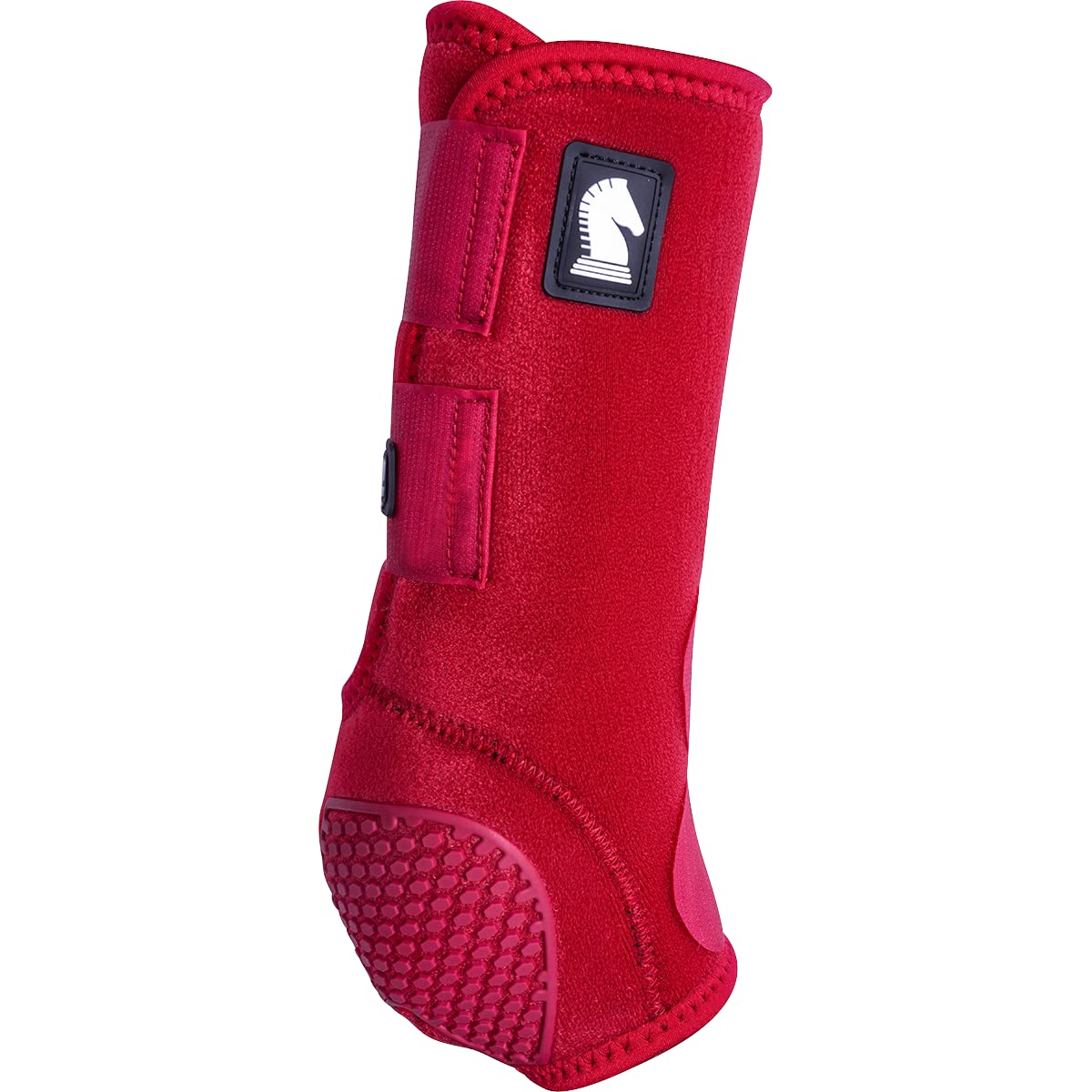Classic Equine Flexion Hind Boots closeup shows secure strap fit for hind legs.