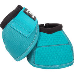 Classic Equine Flexion No Turn Bell Boot Aqua Large showing back-panel flexion technology for durable leg protection.