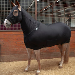 Classic Equine Full-Body Slinky in black demonstrates versatile daily wear with a soft, sleek texture