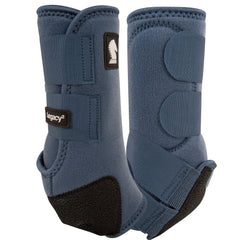 Classic Equine Legacy2 Front Boot in dark denim for enhanced suspensory support during training