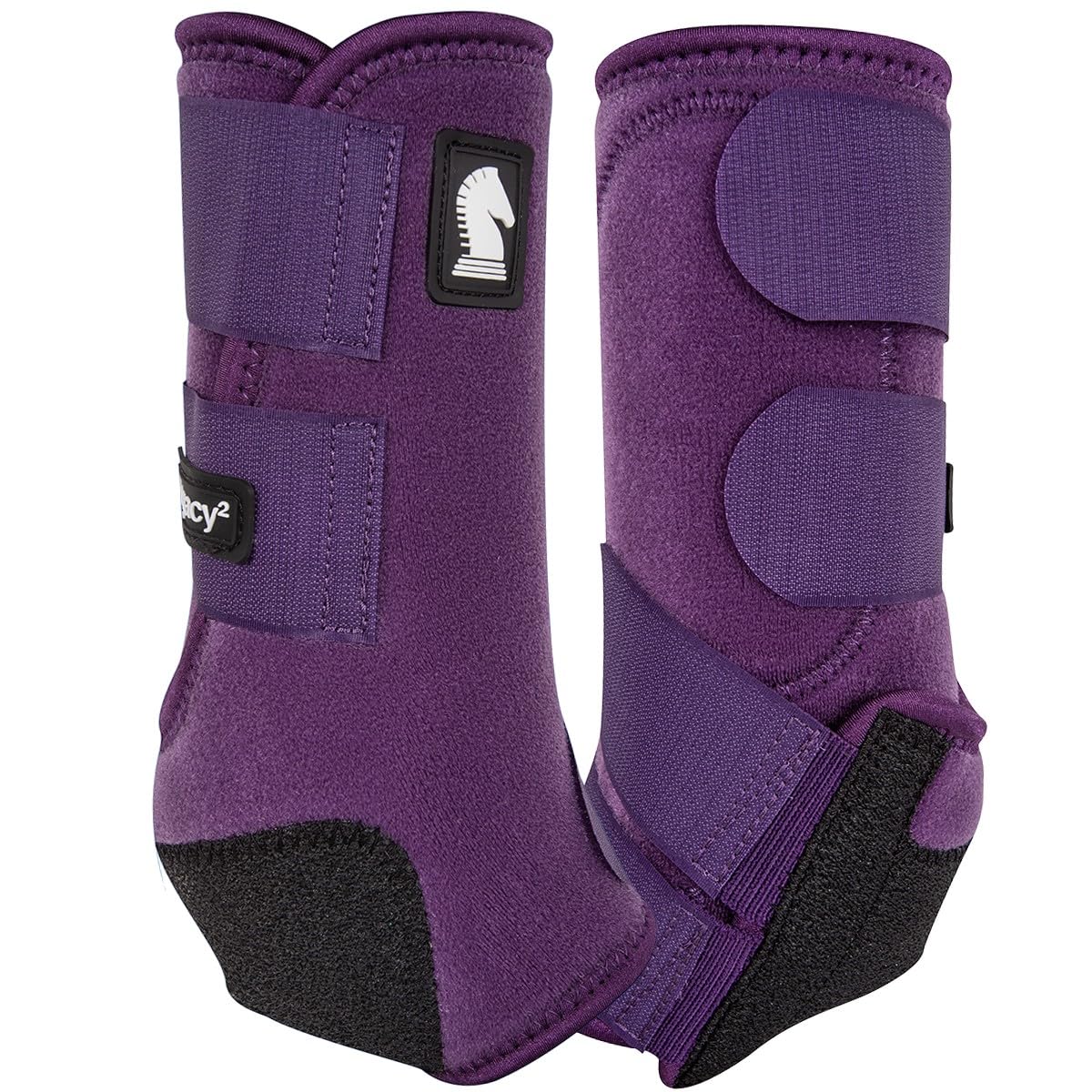 Classic Equine Legacy2 front boot in eggplant (small) offering suspensory support and protection during training