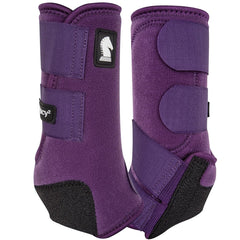 Classic Equine Legacy2 front boot in eggplant (small) offering suspensory support and protection during training
