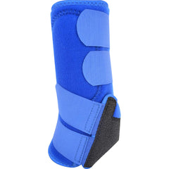 Classic Equine Legacy2 hind blue strap closeup highlights shock-absorbing splint pad