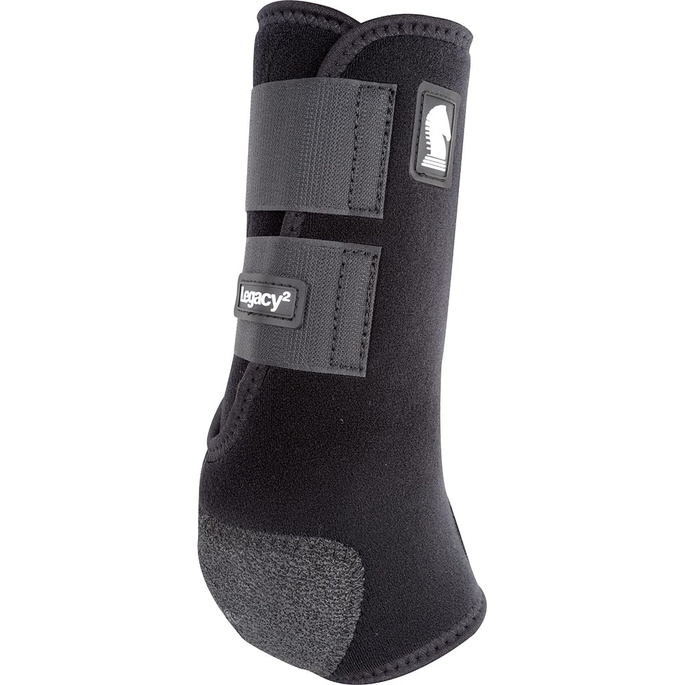 Classic Equine Legacy2 hind boot side view showing protective design for agile training sessions