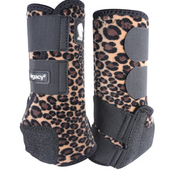 Classic Equine Legacy2 Hind boot in cheetah provides reliable suspensory support during intense training.