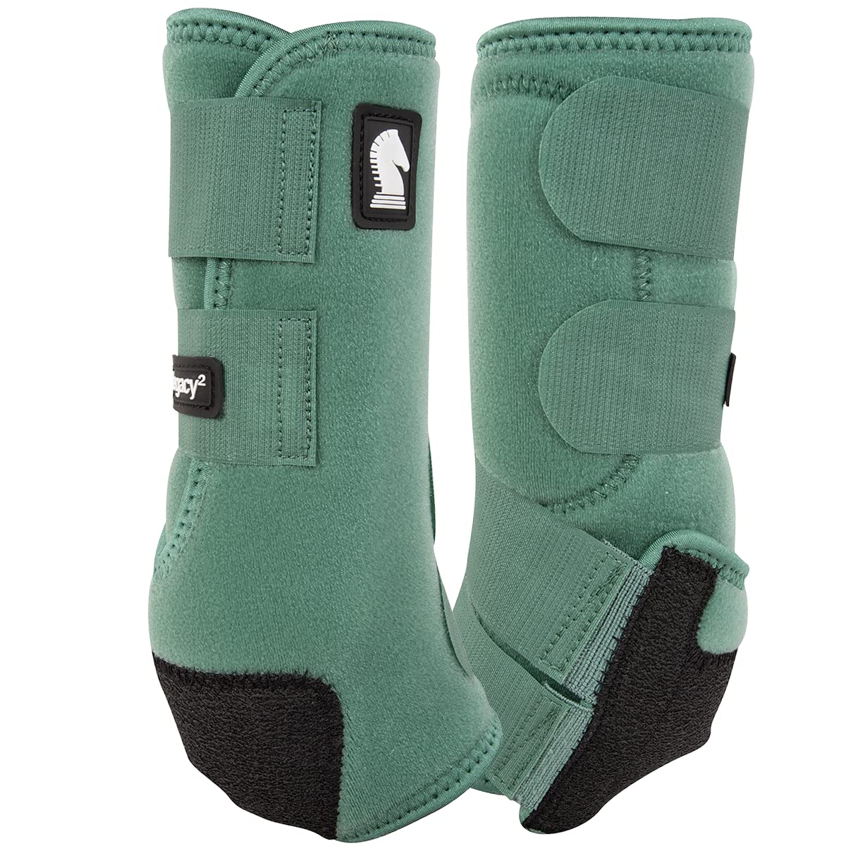 Classic Equine Legacy2 hind boot in spruce, closed view highlighting cradle fetlock protection