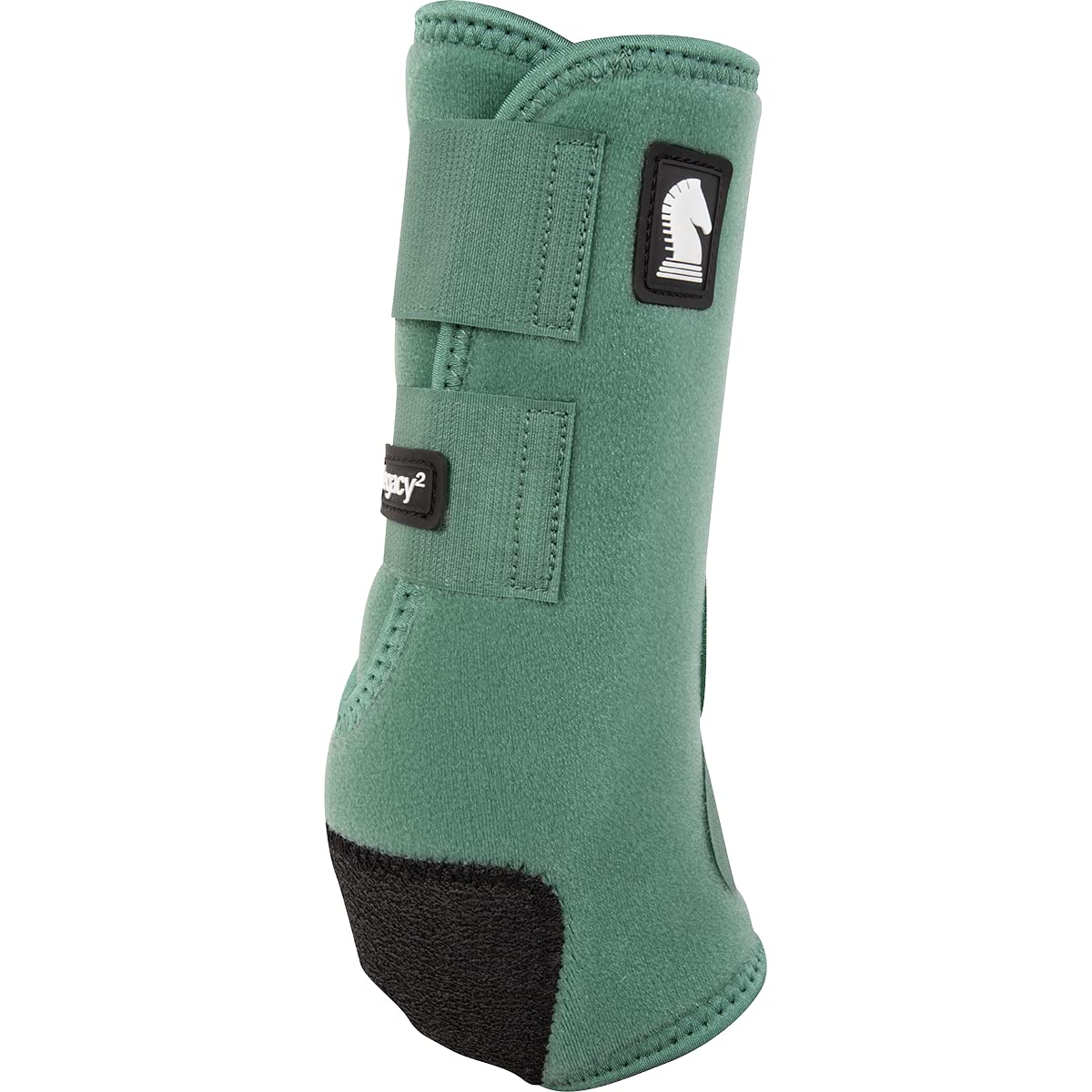 Classic Equine Legacy2 hind boot in spruce, side view showing flexible movement support