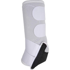 Classic Equine Legacy2 hind boot back view highlights shock-absorbing splint pad protection.