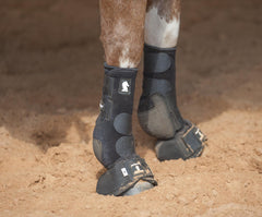 Classic Equine Legacy2 side view boots in black demonstrate natural movement support during turns.