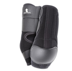 Classic Equine neoprene skid boots in black side view for protection and comfort.