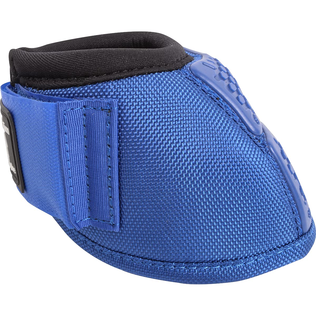 Classic Equine No Turn Flexion Bell Boots in blue, right view, guard hooves during training.