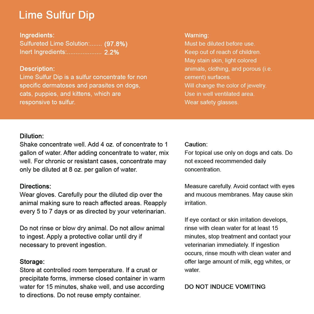 Classic's Lime Sulfur Dip 8 oz packaging on shelf with simple-use instructions