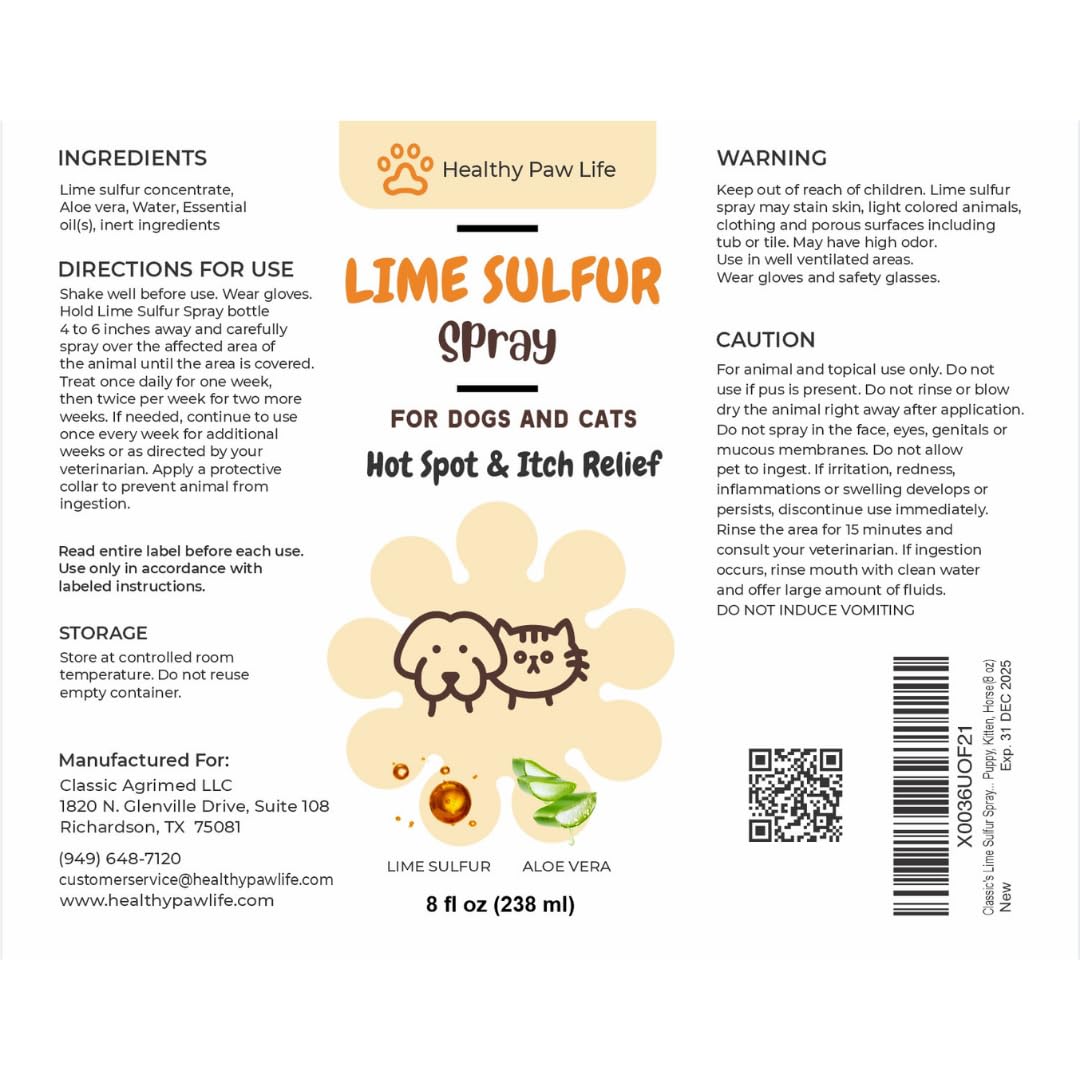 Classic's Lime Sulfur Dip for pet care and itchy spot relief.