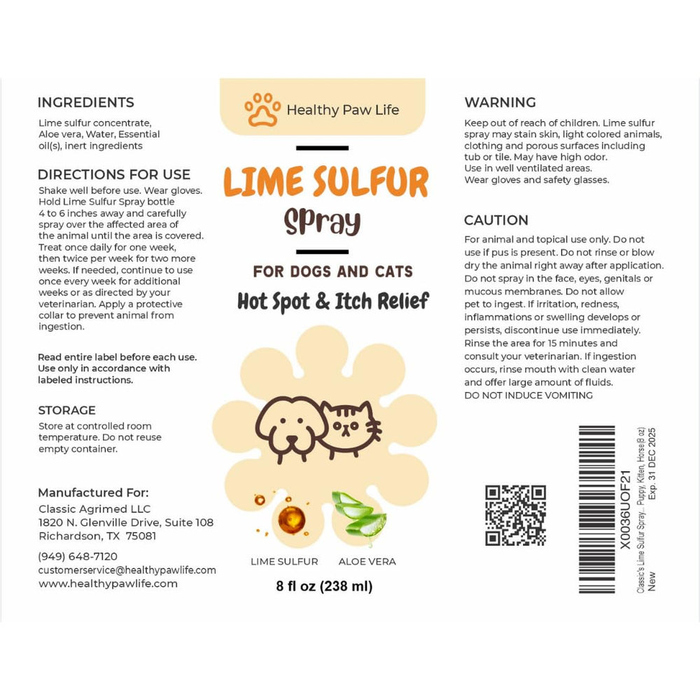 Classic's Lime Sulfur Dip for pet care and itchy spot relief.