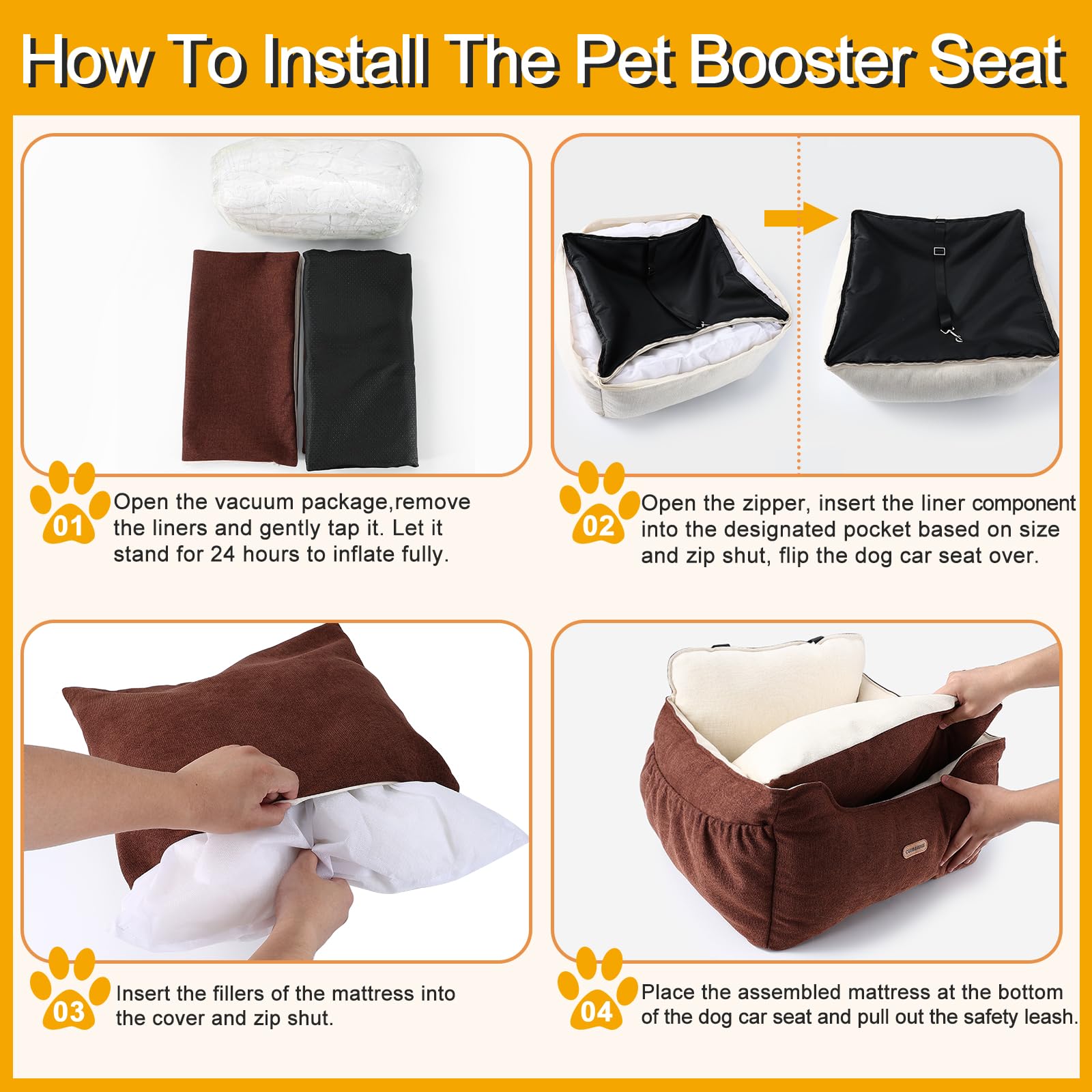 Clawamilly dog car seat detachable washable cover for easy cleaning