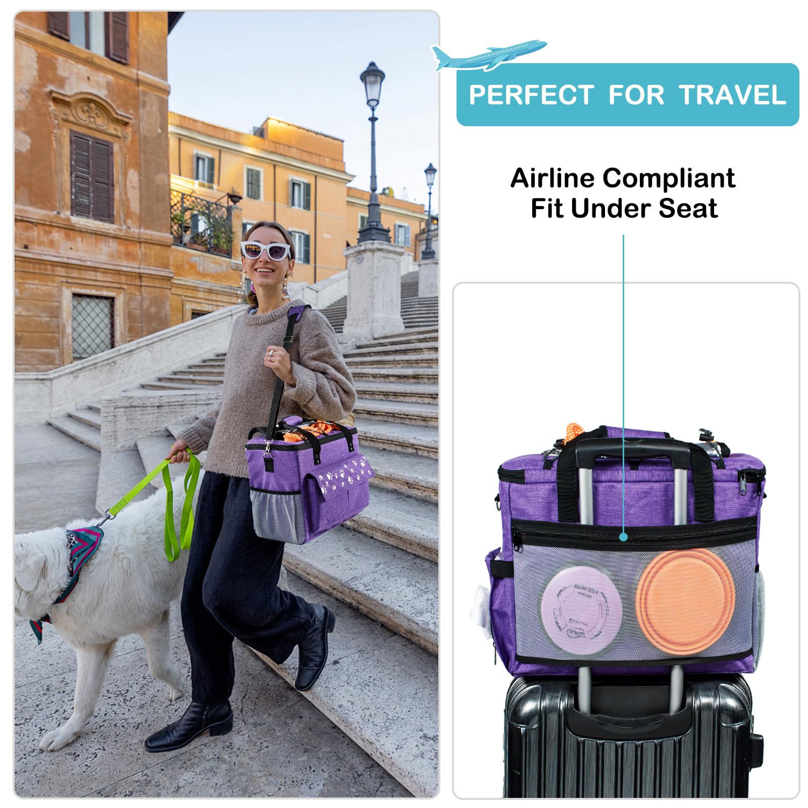 CLAWIST bag with back and side pockets for organized travel.