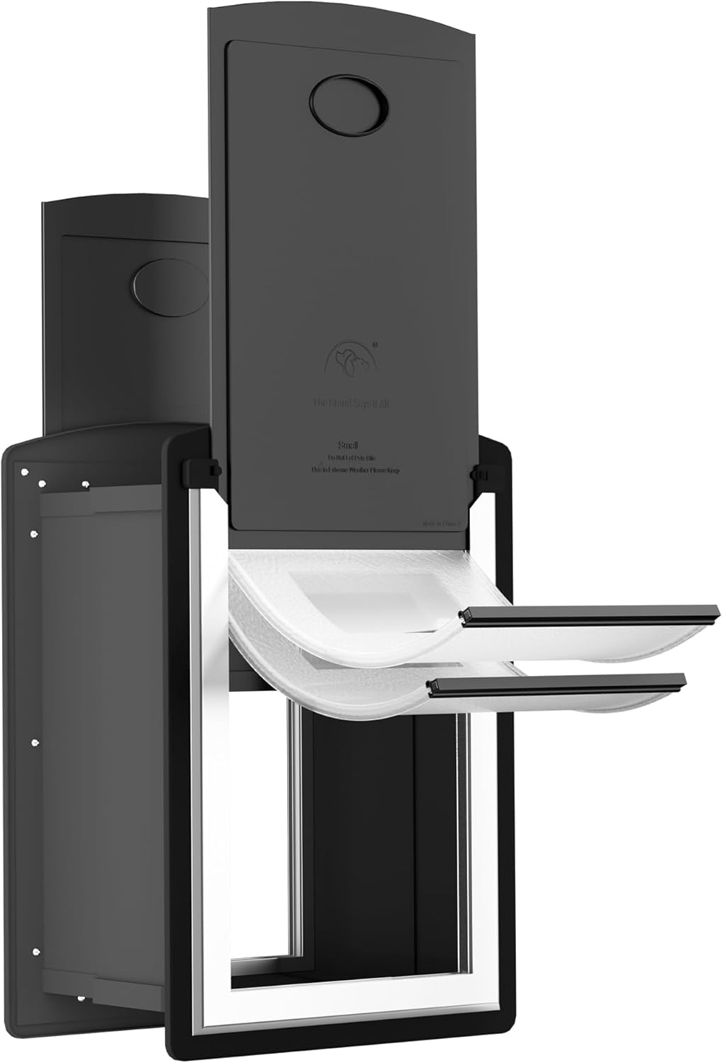 ClawJaw cat door wall metal frame showcases rugged exterior access for pets.