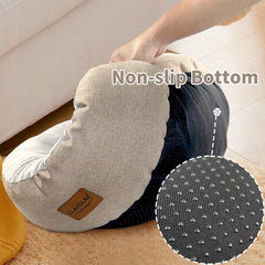CLAYCLAY Cozy Round Cat Bed non-slip bottom demonstrates secure placement on smooth surfaces