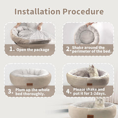 CLAYCLAY Cozy Round Cat Bed side view shows raised walls for secure curling