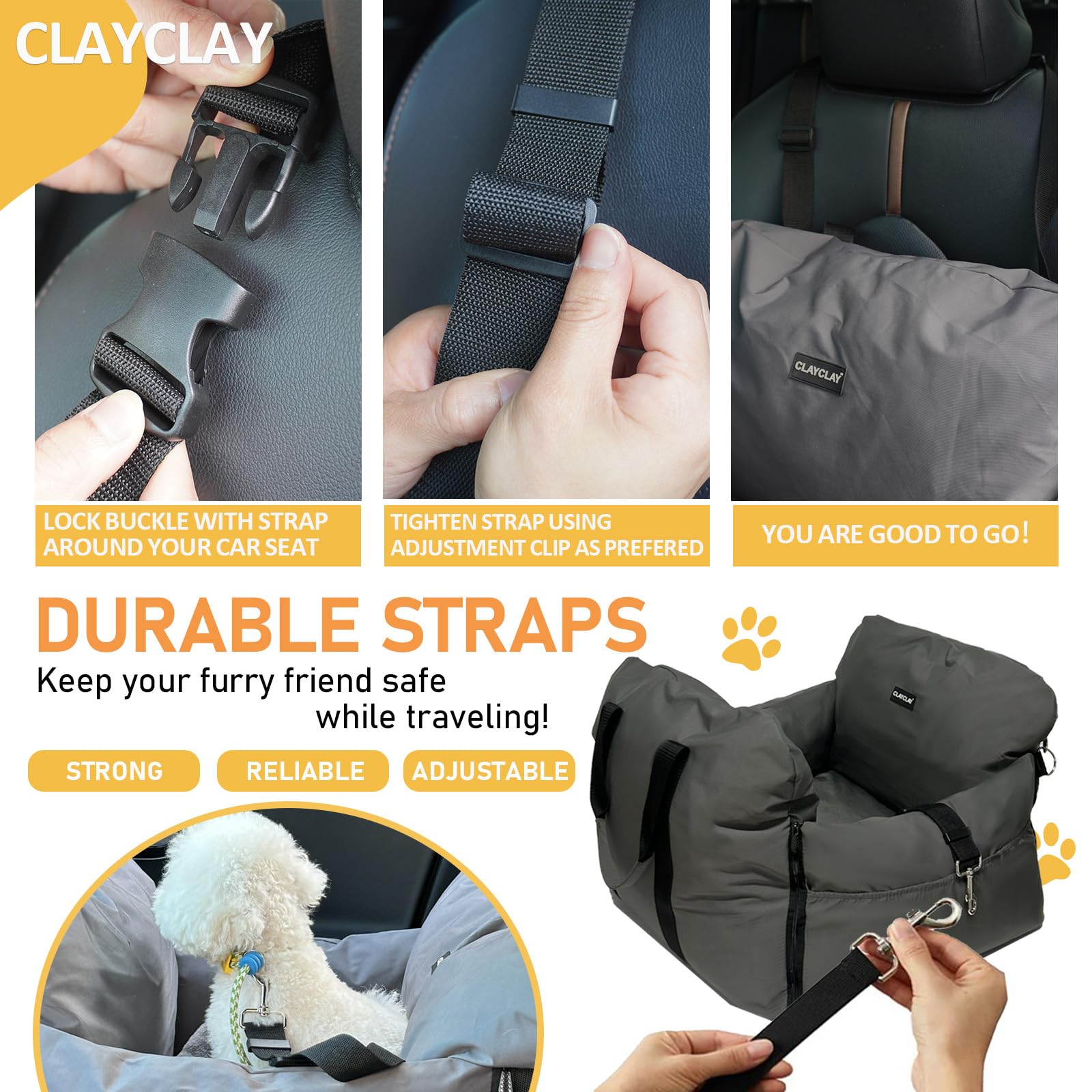 CLAYCLAY foldable portable dog seat for on-the-go trips