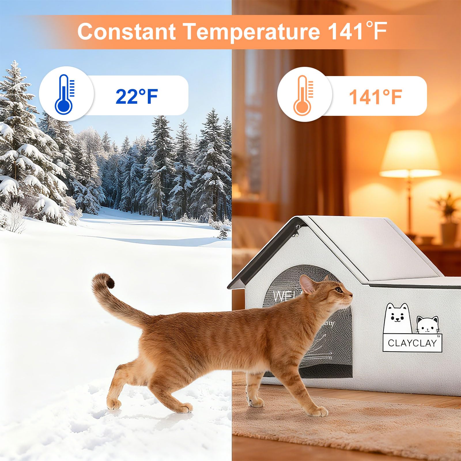 CLAYCLAY roomy shelter suitable for multiple cats outdoors