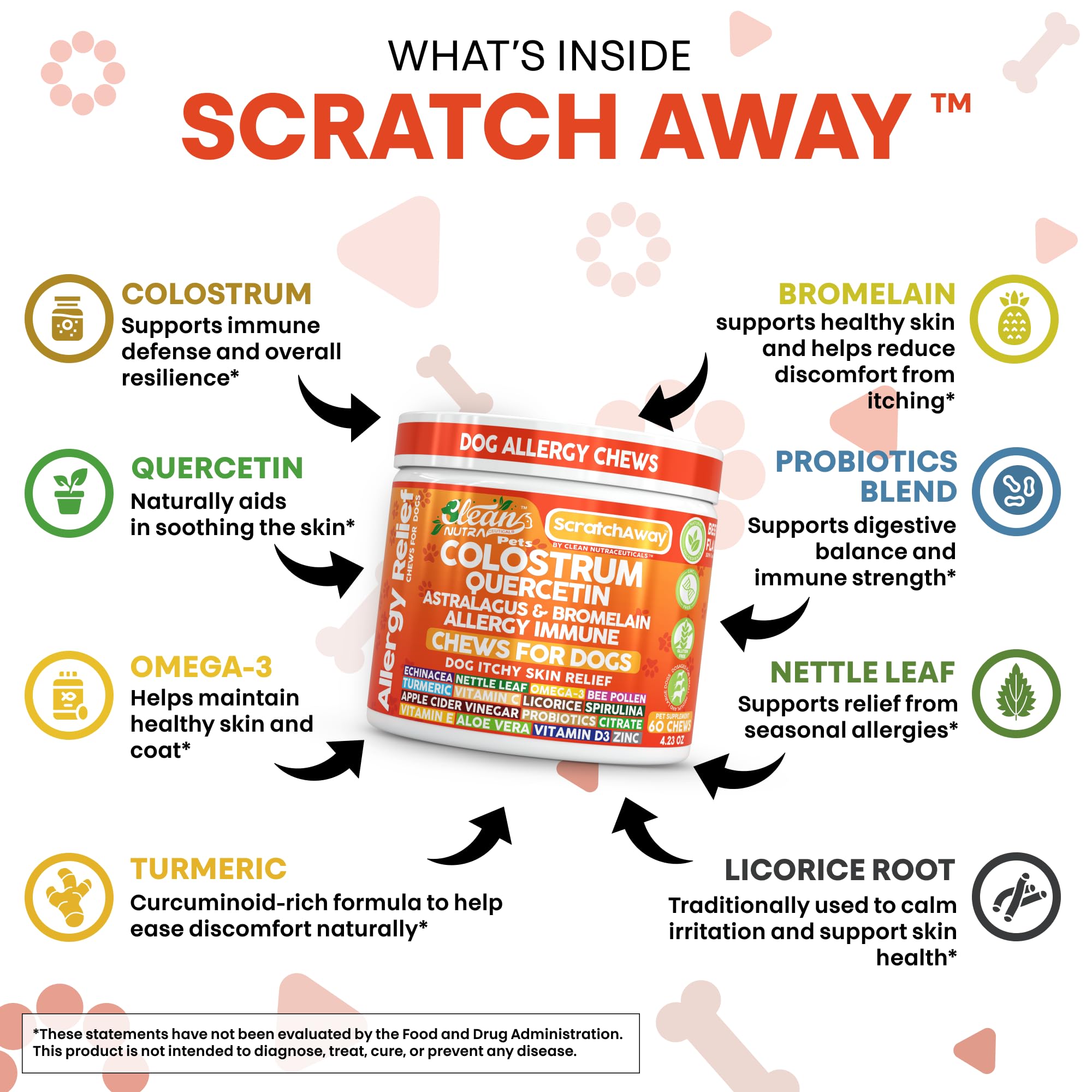 Clean Nutra colostrum for dogs provides immune support and skin comfort when added to daily chews.