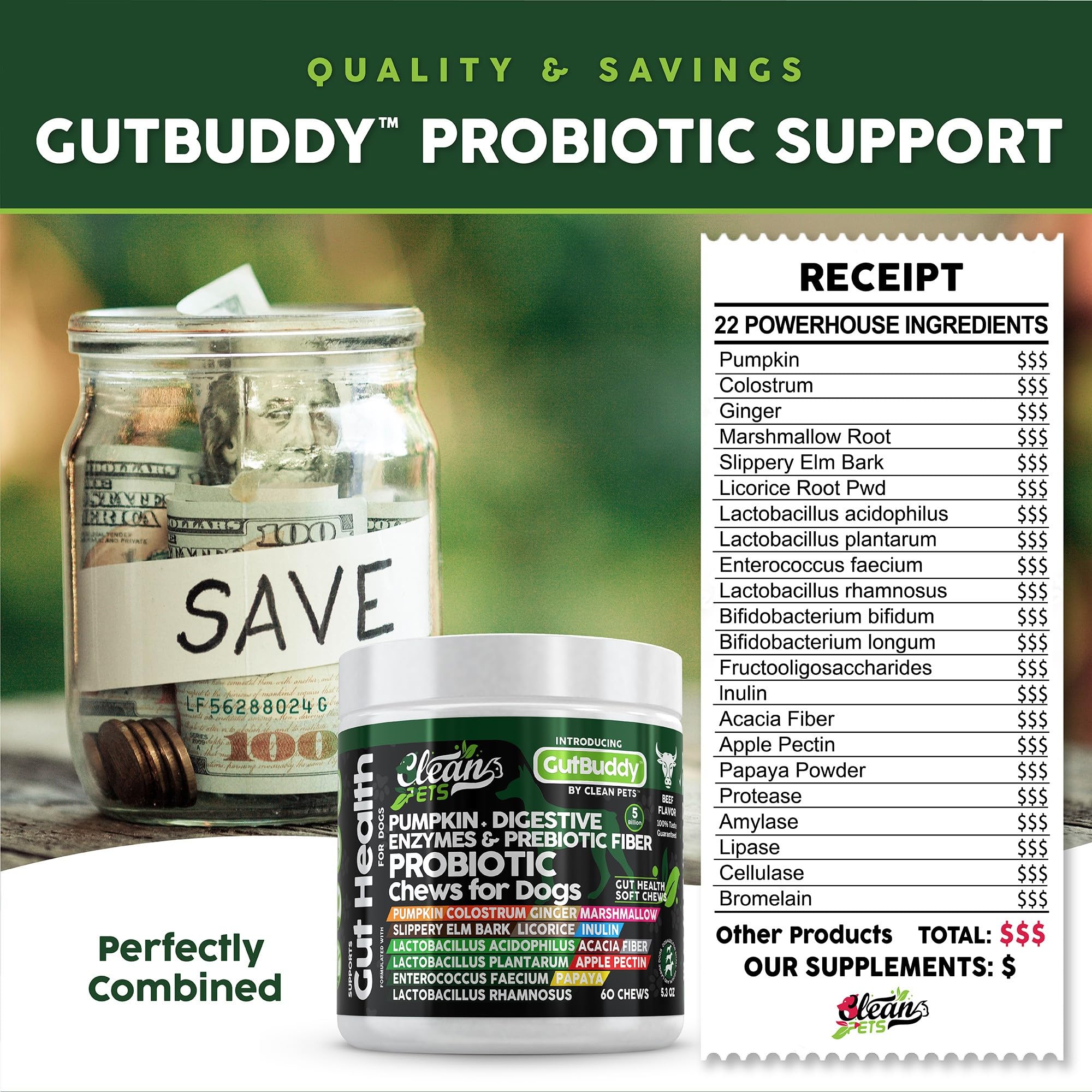 Clean Pets inulin-fiber shot emphasizes prebiotic support for balanced gut flora