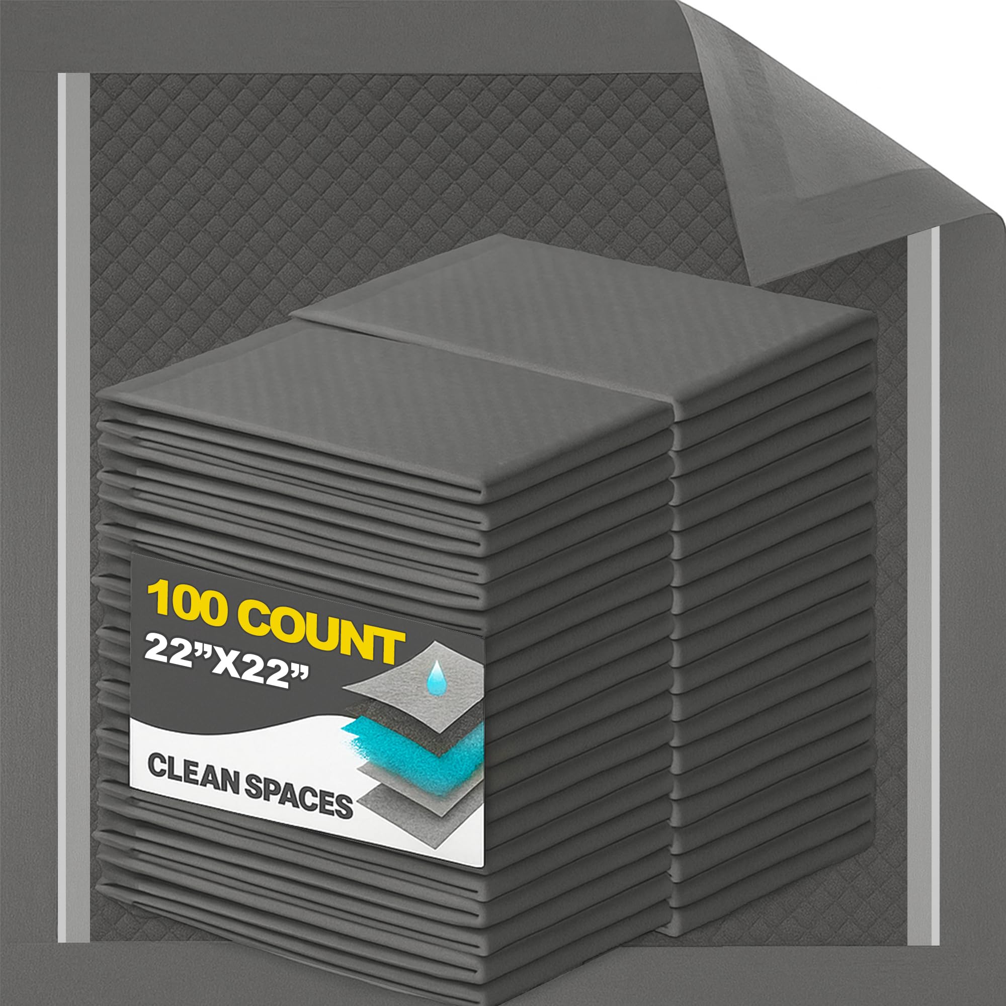 CLEAN SPACES Charcoal Puppy Pads feature activated carbon to neutralize odors quickly.