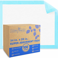 Clean Spaces puppy pads 28x34 on floor show leak-proof coverage for home protection