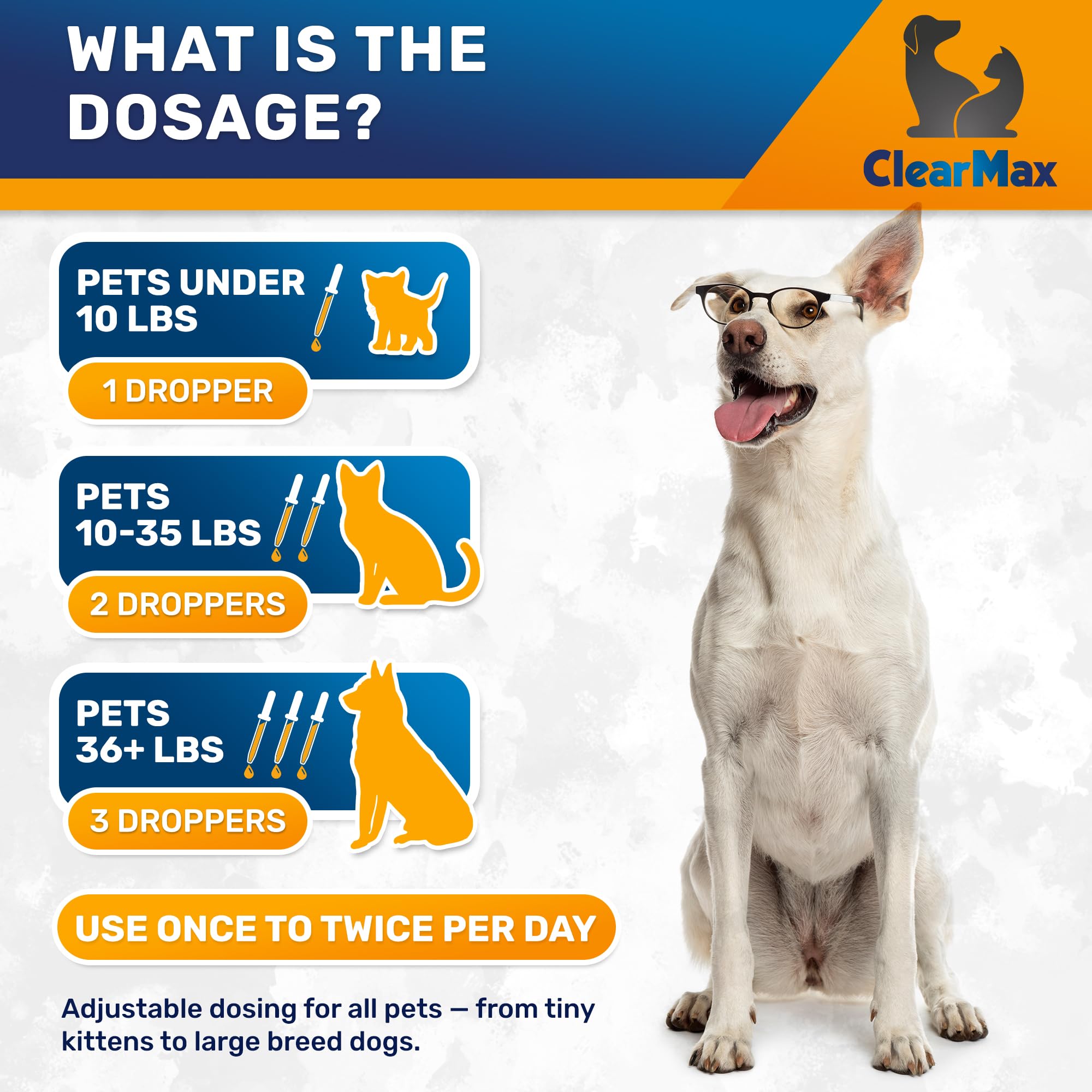 Clear Max Liquid Probiotics dosing cup shows precise 2-oz measurement.