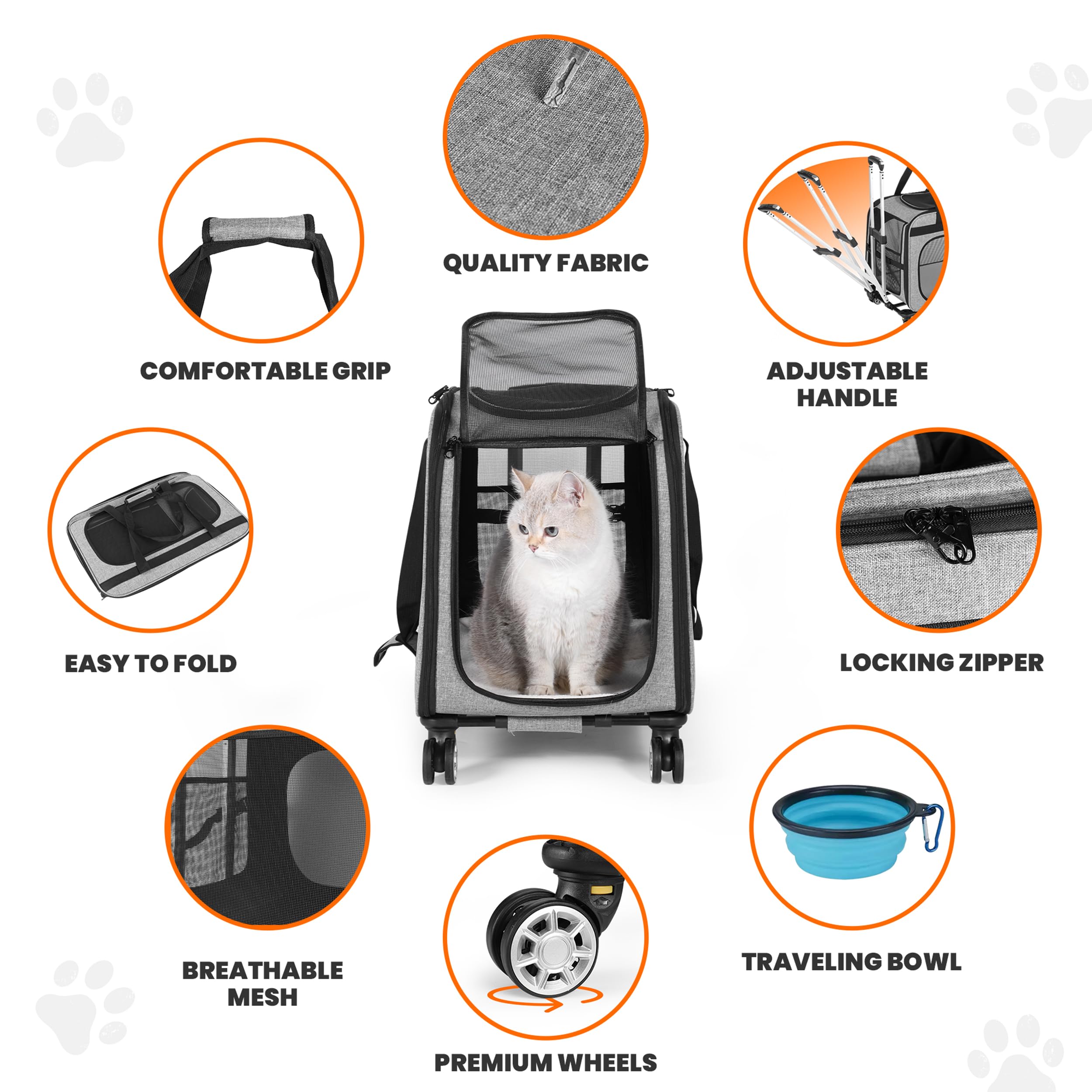 Clements Industries XL Cat & Small Dog Carrier folds flat for easy storage.