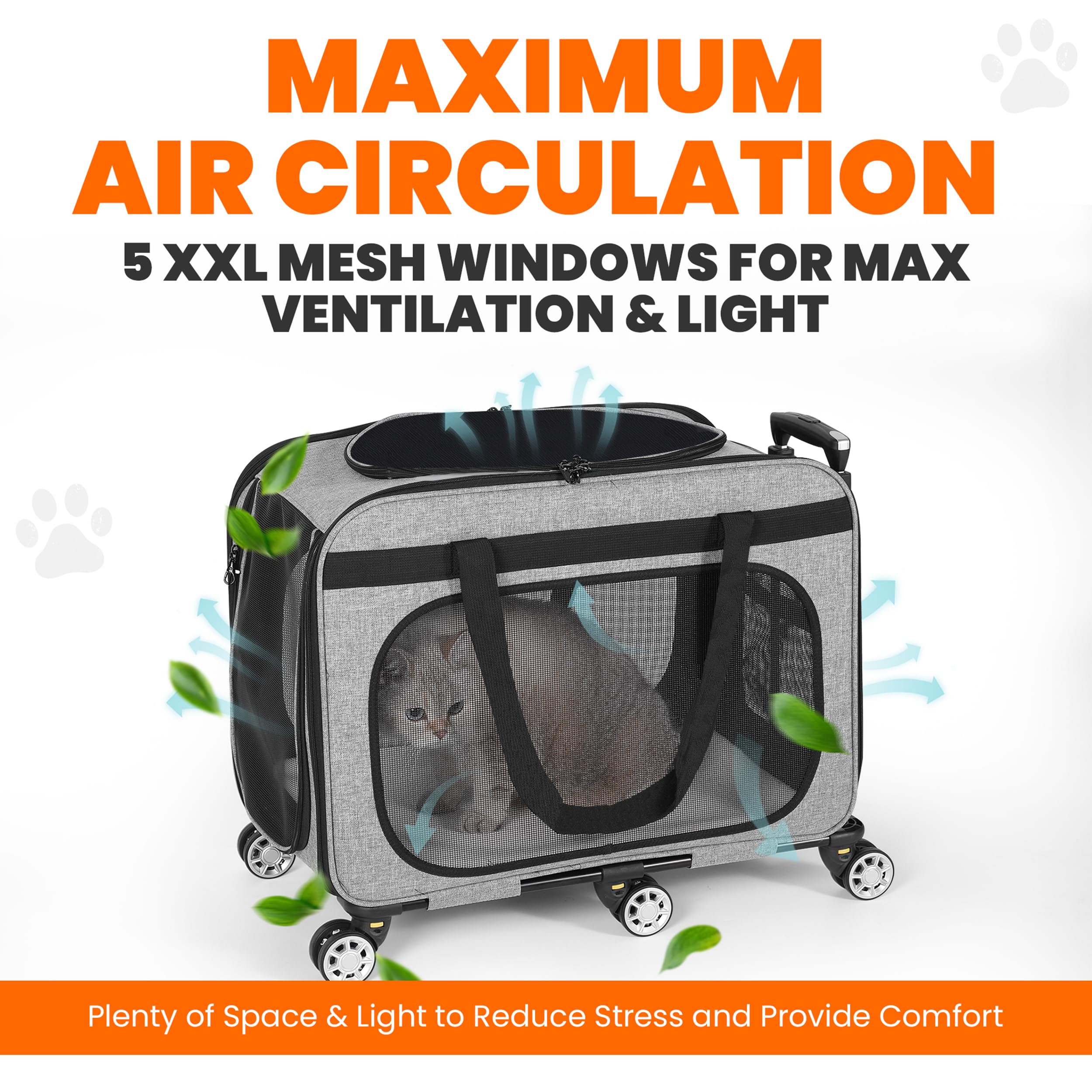 Clements Industries XL Cat & Small Dog Carrier auto-locking zippers for secure travel.