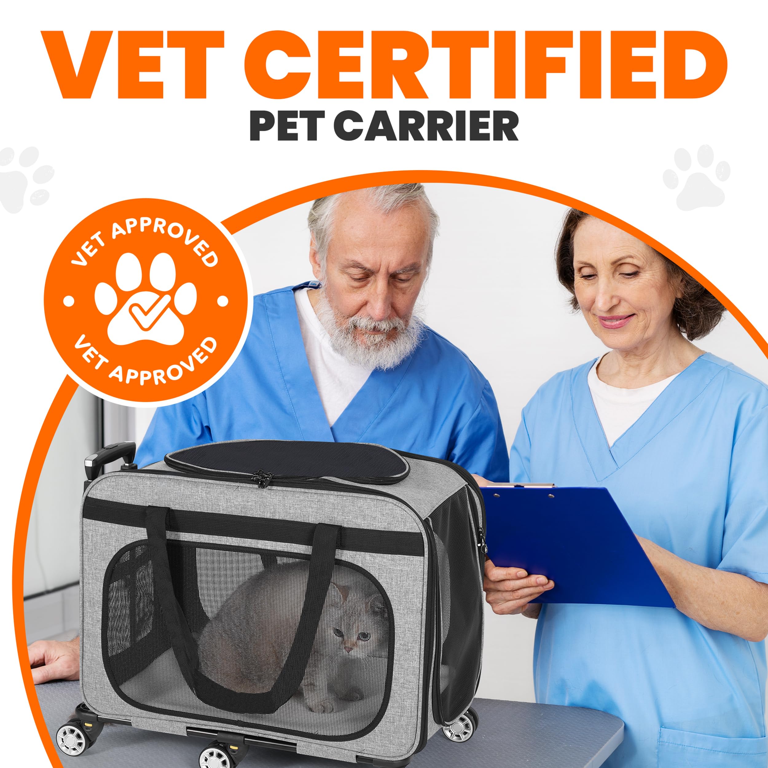 Clements Industries XL Cat & Small Dog Carrier supports pets up to 40 lbs for versatile travel.