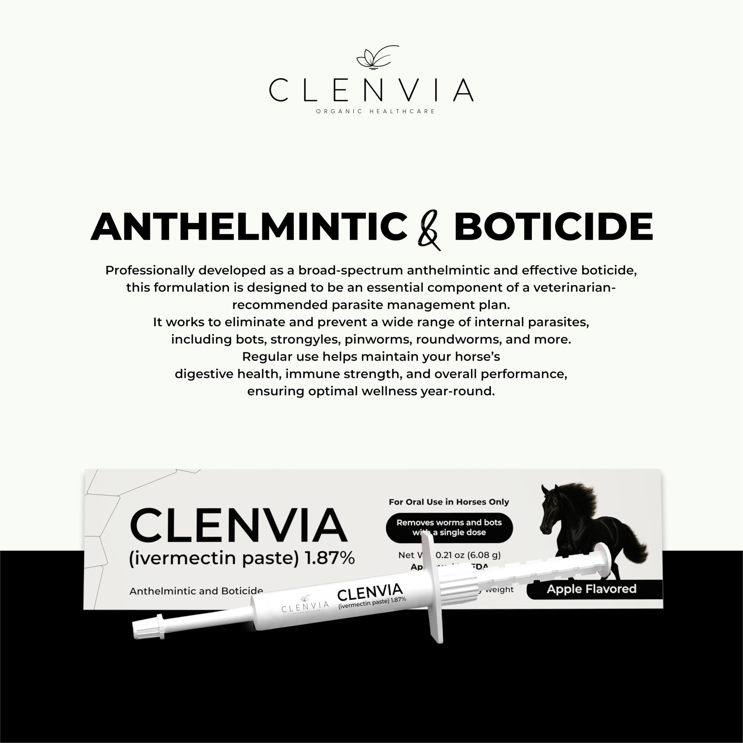 CLENVIA caps and plunger applicators included with syringes.