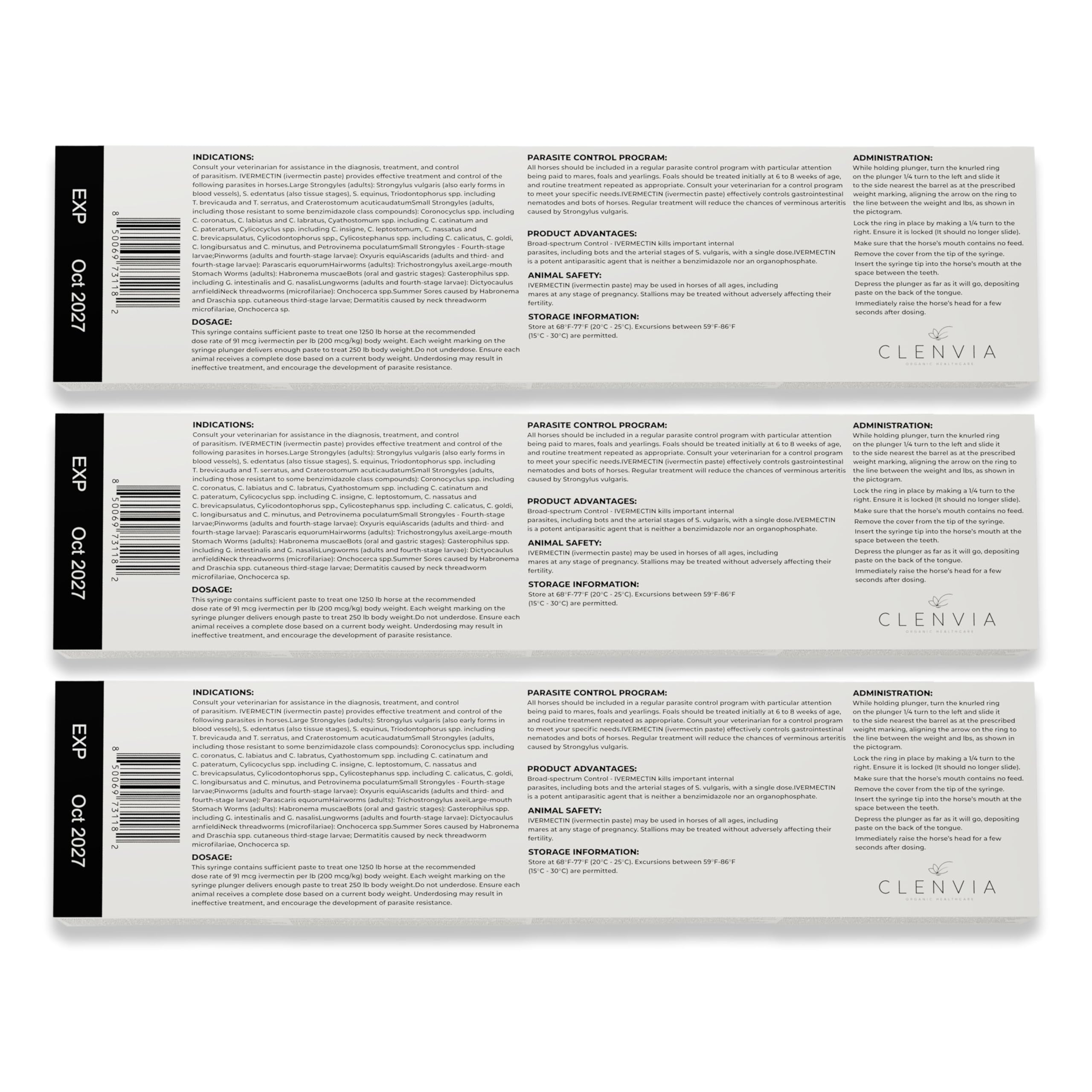 CLENVIA clear weight markings aid accurate dosing.